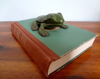 Vintage Cast Iron Frog Hinged Match Safe or Ashtray Made by Iron Art Circa 1950s