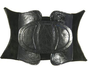 Black leather corset belt Wide waist belt Womens belt Boho belt Wide corset belt Leather womens belt Wide belt Waist cincher Plus size belt