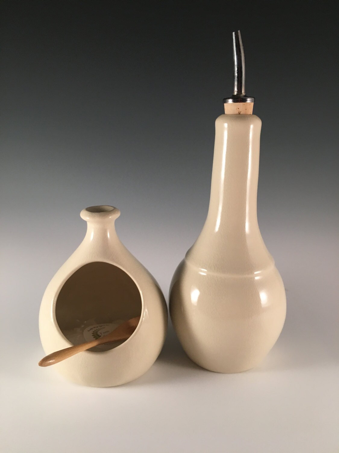 Pottery Olive Oil Cruet white oil cruet pottery handmade