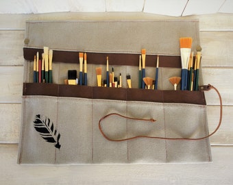 Paint Brush Roll, Artist Roll, Paint Brush Organizer, Artist pouch, Paint Brush Holder, Painters Travel Case