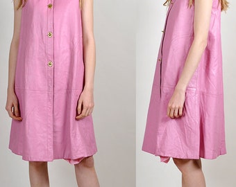 vintage Bonnie Cashin 1960's pink leather dress! H16
