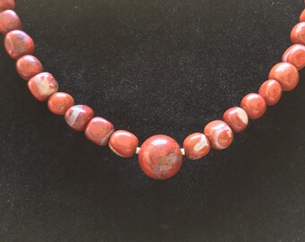 Red Jasper Nugget Necklace, Free Shipping