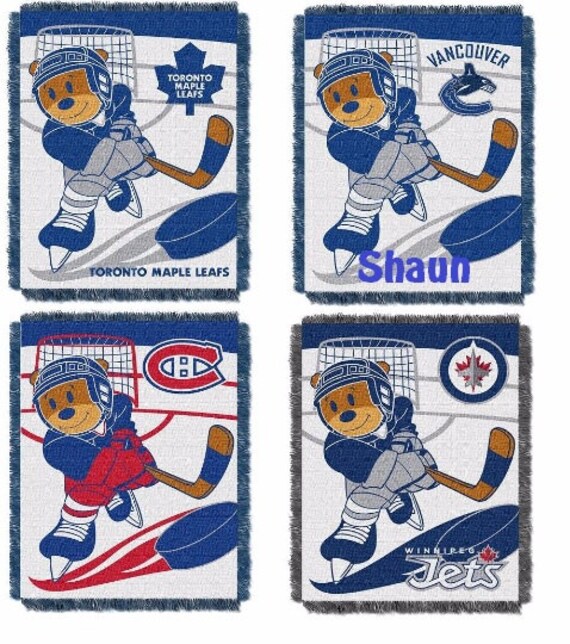 Personalized Canadian HOCKEY Teddy Bear Blanket Throw Toranto