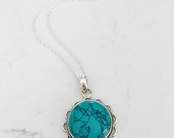 Turquoise Necklace Turquoise Jewelry boho chic necklace Genuine Turquoise Natural Turquoise Beach Jewelry Summer Jewelry Blue gift for her