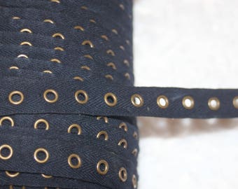 2 yards Navy Blue cotton bronze grommet twill trim tape Corsets Bustiers Lacing costumes
