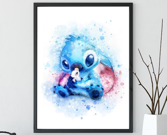 Stitch Lilo and Stitch digital watercolour art print disney