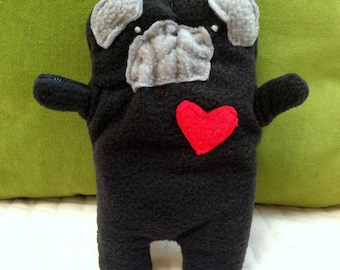 Pearl ~ The Black Pug Bummlie ~ Stuffing Free Dog Toy ~ Ready To Ship Today