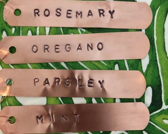 Hand-stamped copper labels