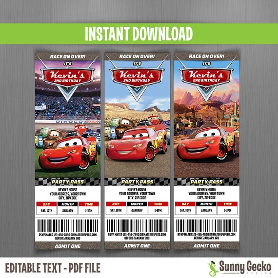 Disney Cars Birthday Invitations Tickets 5