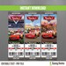 Disney Cars Birthday Ticket Invitations - Instant Download and Edit with Adobe Reader