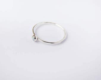 Tiny opal ring, white opal ring, stacking ring, sterling silver ring, delicate ring, stackable ring, gift for her, dainty ring, skinny ring