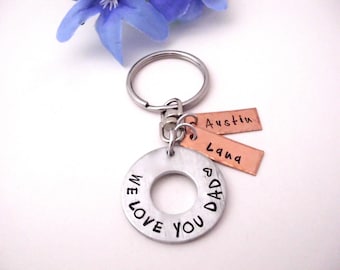 Keychain for Dad, Father's Day Gift, Dad Keychain, Papa Keychain, We Love You Dad, Daddy Gift, Gift for Dad, Gift for Daddy, Kids Names
