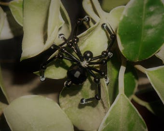Black Beaded Black Widow Spider Figure