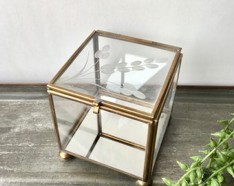 Vintage Glass and Brass Box