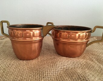 Scandinavian Vintage Copper Sugar Bowl and Creamer, Copper Cream and Sugar Set.