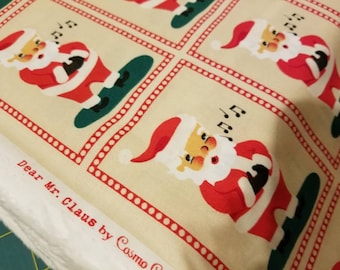 Cosmo Cricket DEAR MR. CLAUS Cream Santa Fat Quarter cotton quilting fabric