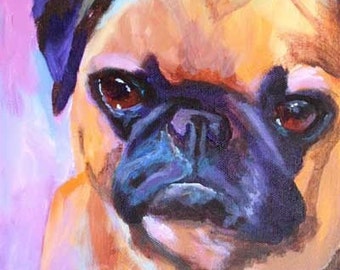 Pug Art Print of Original Acrylic Painting - 8x10