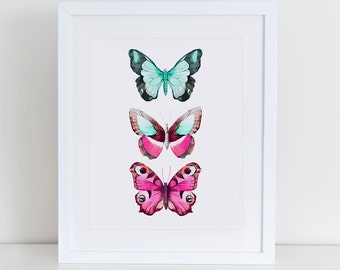 Butterflies Watercolor Art Print, Butterflies Printable, Instant Download, Printable Home Decor, Digital Art Print, Butterflies Print