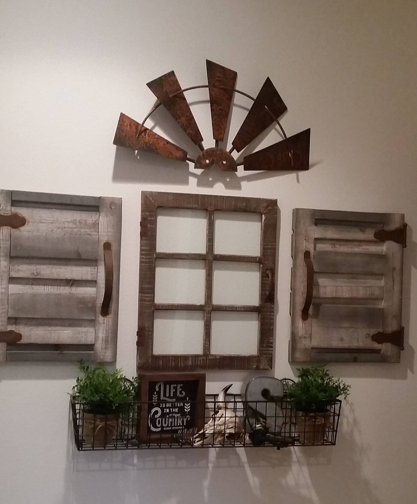 24 Inch Half Windmill Head Rusty Metal Rustic Farmhouse