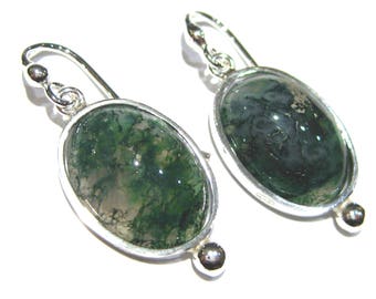 moss agate earrings silver 925%