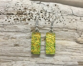 jewelry, dichroic glass, glass earrings, glass, earrings, handmade fused glass, fused earrings, dangle earrings, Dichroic Glass earrings