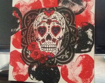 Sugar Skull Canvas, Gothic, Day of the Dead, decoupage, art canvas, Halloween