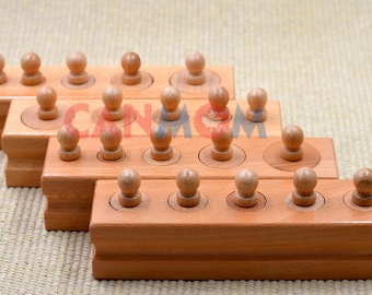 Montessori Knobbed Cylinder blocks / Preschool learning puzzle / Montessori sensorial toy / educational wooden puzzle / gift for children