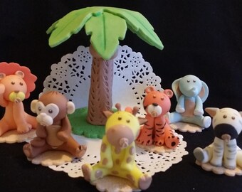 Jungle Cake Topper, Jungle Baby Shower, Safari Baby Shower, Safari Cake Topper, Zoo Cake Topper, Baby Animal Cake Topper, Neutral Jungle Set
