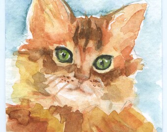 Cat Watercolor Painting ACEO Giclee Print
