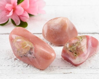 Deep Pink Peruvian OPAL Tumbled Stones - S, M, L - Polished Opal, Healing Stone, Opal Crystal, Pink Opal Stone, Tumbled Gemstones E0864