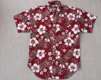 Hawaiian Shirt Men PINEAPPLE CrAzY Mod Surfer Hibiscus Flower Aloha Shirt 100% Cotton Modern Athletic Fit Camp - XL - Oahu Lew's Shirt Shack