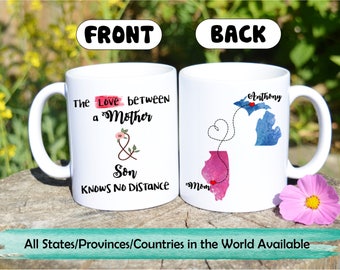 State Long Distance,Moving away mug for Mom,Long distance mug for mom,Gift for Mom,Mom mug,tea mug,mug,Distance relationship,Mom and son