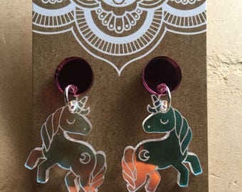 Radiant Acrylic Unicorns with Pink Spot, Glitter, Neon, Mirror Pink.