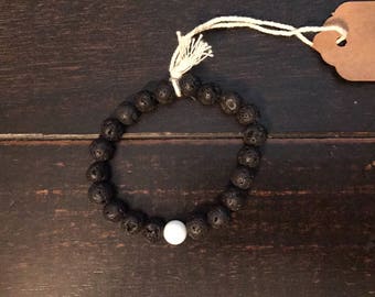 Howlite & Lava Bead Essential Oils Diffuser Bracelet
