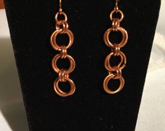 Copper Chainmaile Dangle Earrings