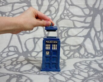 Mini TARDIS Ceramic Jar: little blue box container Made-to-Order