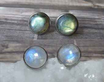 Moonstone Earrings, Labradorite Earrings, Gemstone Stud Earrings, Moonstone Jewelry, Mothers Day Gift, Crystal Earrings, Bohemian Jewelry
