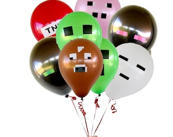 21 or 28 Minecraft Inspired 12" Latex Balloons - Perfect for your next Minecraft Birthday Party!
