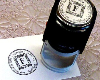 Personalized 2 inch Round Deluxe Self Inking Rubber Stamp