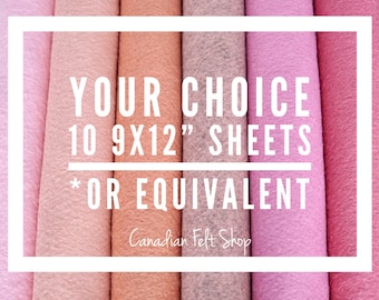 10 Wool Felt Sheets, Wool Blend Felt, Choose Your Own Colours, Wool Fabric, Nonwoven Fabric, Merino Wool, 9x12 Sheets, 12x18 Sheets