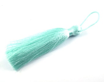 1pc- Silk Thread Mint Green Tassel-Findings- 140x60mm (301-003)