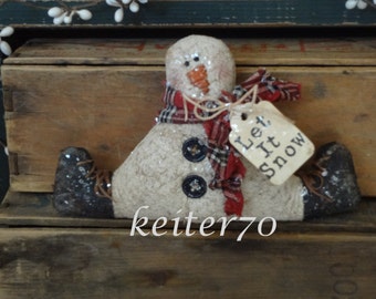 Primitive Christmas Little Snowman Ornament Ornie Ornies Bowl Filler