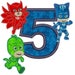 Pj Masks 5th Birthday Embroidery Applique Design Instant Download 3 sizes