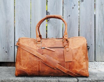 Full Grain Leather Travel Bag, Distressed Leather Duffle Bag, Leather Sports Bag, Gym Bag, Cabin Travel Bag, Weekender Bag, Overnight Bag