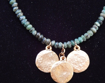 Rough Emerald and Gold Necklace OOAK