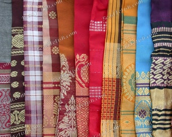 12 ~ Recycled Sari Drawstring Gift Bags, 8" x 5" Fabric Gift Pouches, Bohemian Boho Gift Bags, Handcrafted Multi-Colored Gift Bags MS-035-11