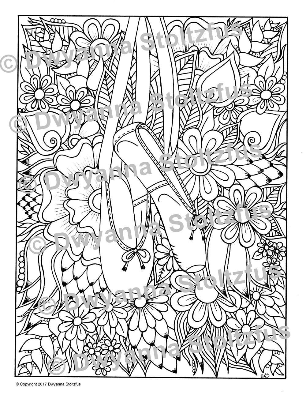 Download Hanging Ballet Shoes Coloring Page JPG