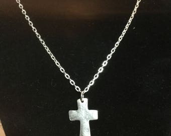 Necklace Rustic Stainless Steel Cross on Rope Chain 24"
