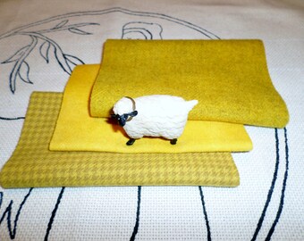 Hand Dyed, Felted Wool Bundle, HELLO SUNSHINE, Rug hooking, Applique, Penny Rugs, Fiber Arts