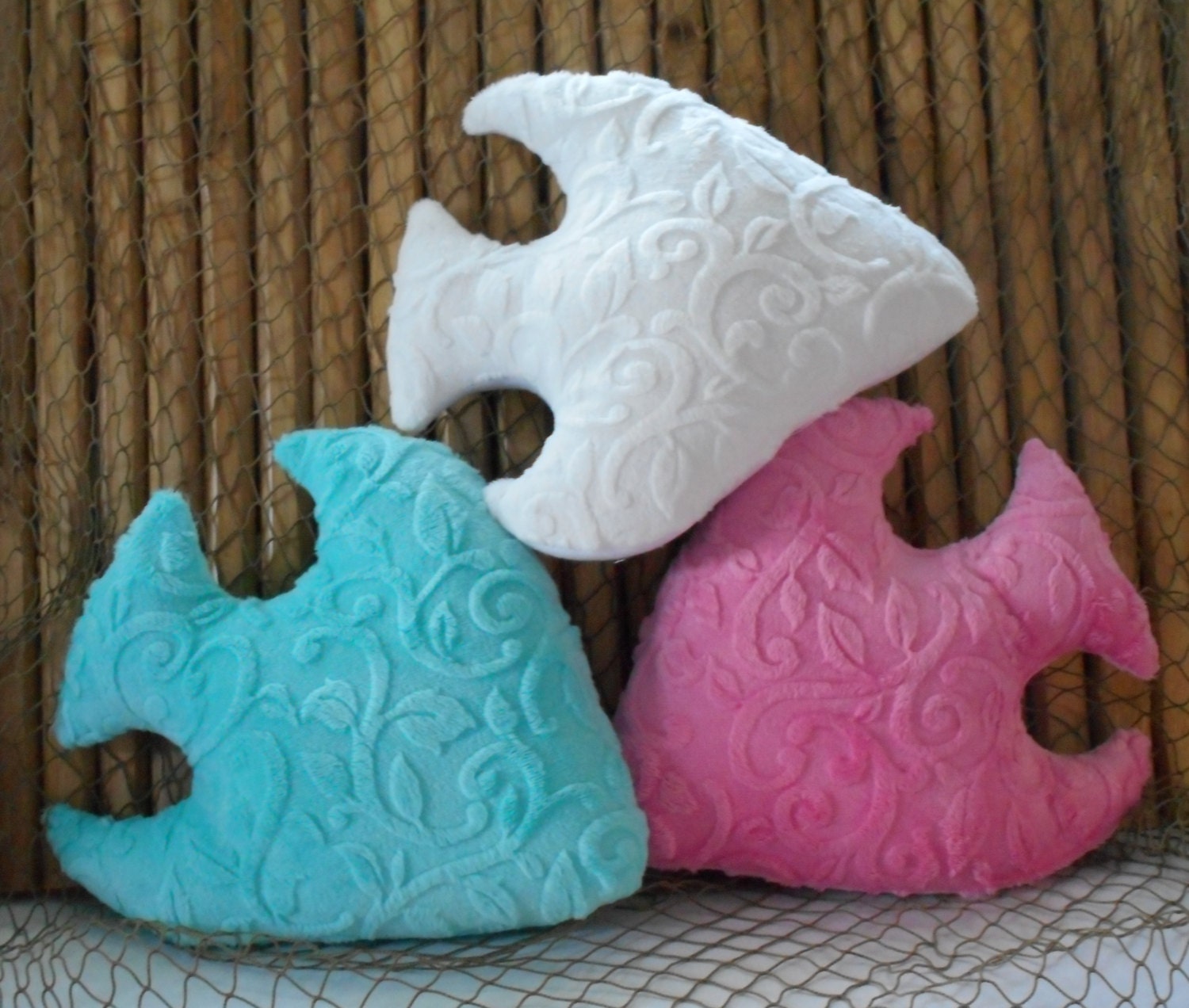 Angelfish pillows minky vine fish pillows nautical baby